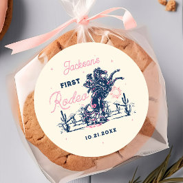 サドルアップファーストロデオカウボーイ誕生日 ラウンドシール