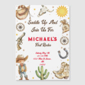 サドルアップファーストロデオワイルドウエスト誕生日 マグネット招待状 (正面)