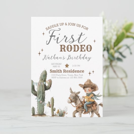 サドルアップファーストロデオ誕生日 招待状 (スタンド正面)