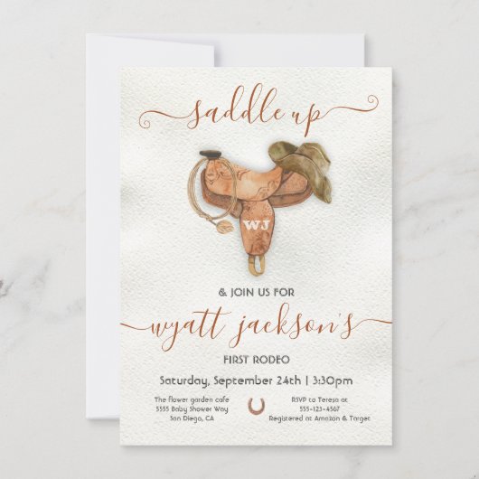 サドルアップファーストRodeoカウボーイバースデーパーティー 招待状 (正面)