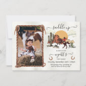 サドルアップファーストRodeoカウボーイフォトバースデーパーティー 招待状 (正面)