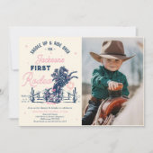 サドルアップファーストRodeo Cowboy誕生日パーティーフォト 招待状 (正面)