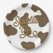 サドルアップブラウンカウカントリーウェスタンロデオパーティー ペーパープレート (正面)