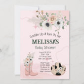 サドルアップベビーシャワー素朴女性のカーボーイテーマ 招待状 (正面)