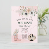 サドルアップベビーシャワー素朴女性のカーボーイテーマ 招待状 (スタンド正面)