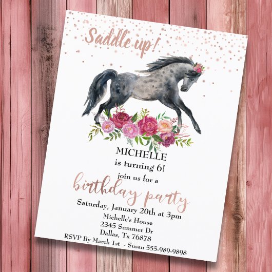 サドルアップホースの誕生日パーティーピンクの予算