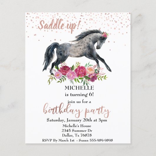 サドルアップホースの誕生日パーティーピンクの予算 (正面)