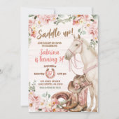 サドルアップホース女性のカーボーイ誕生日招待状 招待状 (正面)