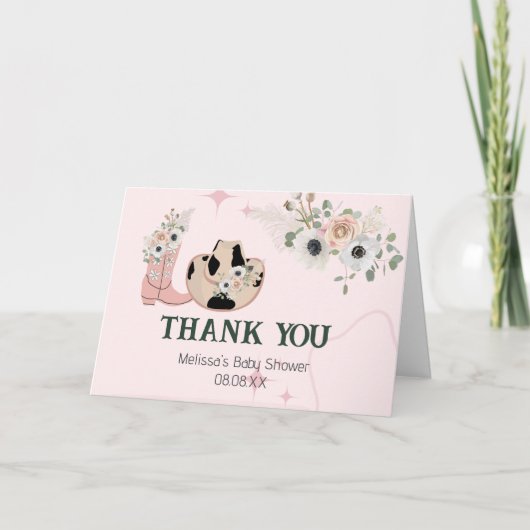 サドルアップモダンウェスタン女性のカーボーイカスタム写真 サンキューカード (正面)