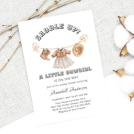 サドルアップリトル女性のカーボーイガールベビーシャワー 招待状