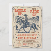 サドルアップロデオウェスタンカウボーイバースデーパーティー 招待状 (正面)