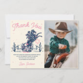 サドルアップロデオカウボーイ誕生日サンキューカード サンキューカード (正面)