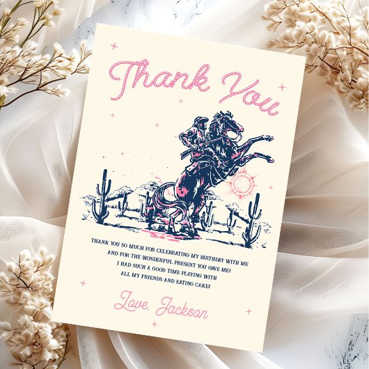 サドルアップロデオカウボーイ誕生日サンキューカード サンキューカード