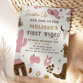 サドルアップワイルドウエストロデオ女性のカーボーイランチ誕生日 招待状