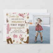 サドルアップワイルドウエストロデオ女性のカーボーイ誕生日写真 招待状 (正面)