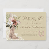 サドルアップ女性のカーボーイブーツウェスタンブライダルシャワー 招待状 (正面)