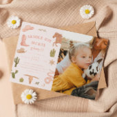 サドルアップ女性のカーボーイ誕生日パーティーフォト 招待状