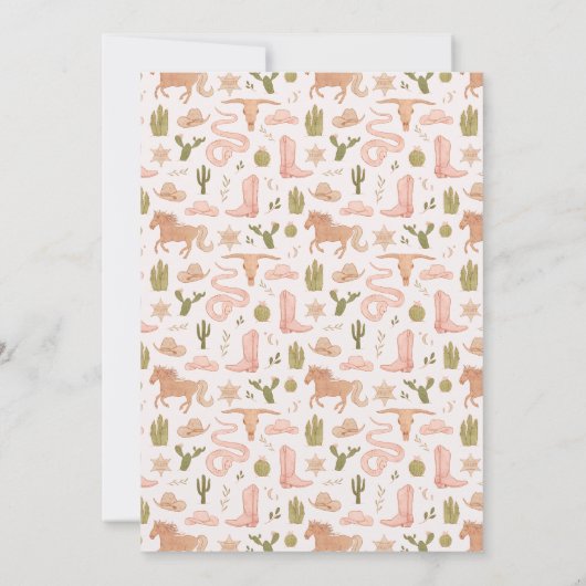 サドルアップ女性のカーボーイ誕生日パーティー 招待状 (裏面)