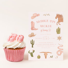 サドルアップ女性のカーボーイ誕生日パーティー 招待状
