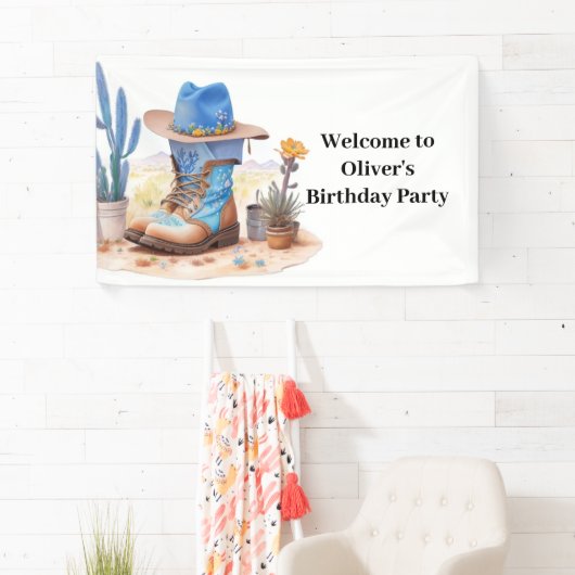 サドルアップ女性のカーボーイ誕生日 横断幕 (インサイチュ)