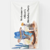 サドルアップ女性のカーボーイ誕生日 横断幕 (縦)