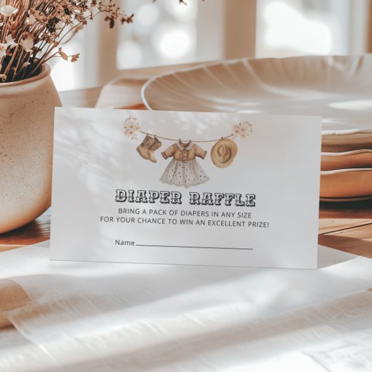 サドルアップ小さな女性のカーボーイ赤ちゃんシャワーおむつラッフル エンクロージャーカード