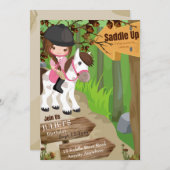 サドルアップ誕生日招待状1 （ガール） (正面/裏面)