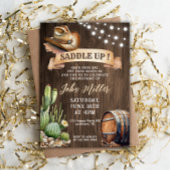 サドルアップ誕生日 – 西カウボーイハット&サボテン 招待状