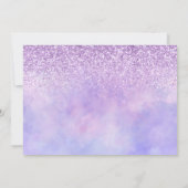 サドルアップ馬好きフローラパープルかわいらしグリッター 招待状 (裏面)