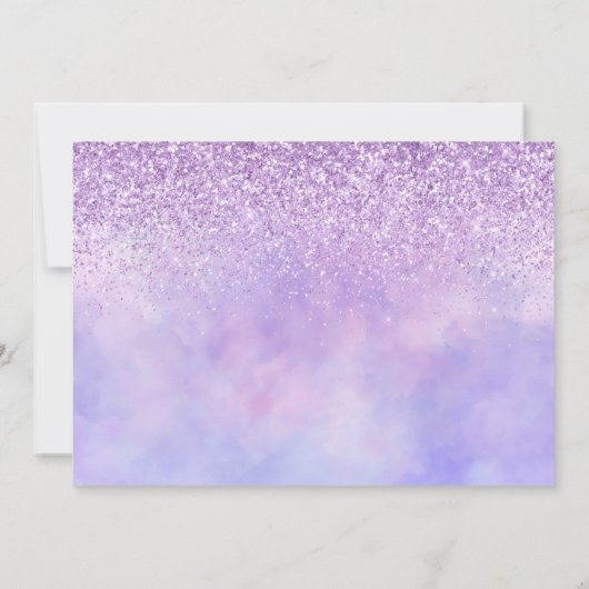 サドルアップ馬好きフローラパープルかわいらしグリッター 招待状 (裏面)