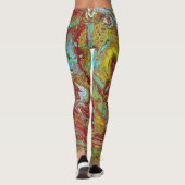 サドルアップ1青ユニーク赤抽象芸術レギンス レギンス (裏面)