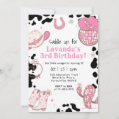 サドルアップ3rd誕生日パーティー女の子ロデオ 招待状 (正面)