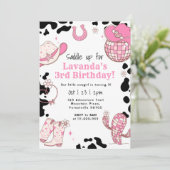 サドルアップ3rd誕生日パーティー女の子ロデオ 招待状 (スタンド正面)