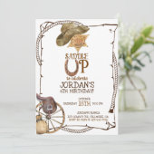 サドルアップ，カウボーイパーティー，ボーイ誕生日，西部 案内状 (スタンド正面)