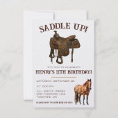 サドルアップ!カウボーイ ウエスタン 馬のテーマの誕生日 招待状 (正面)