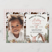 サドルア素朴ップ馬牛馬誕生日招待状 招待状 (正面/裏面)