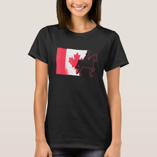 サドルシート英式騎乗カナダフラッグ乗馬 Tシャツ (正面)