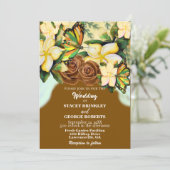 サドルブラウンボホワイルドフラワー結婚フローラ 招待状 (スタンド正面)