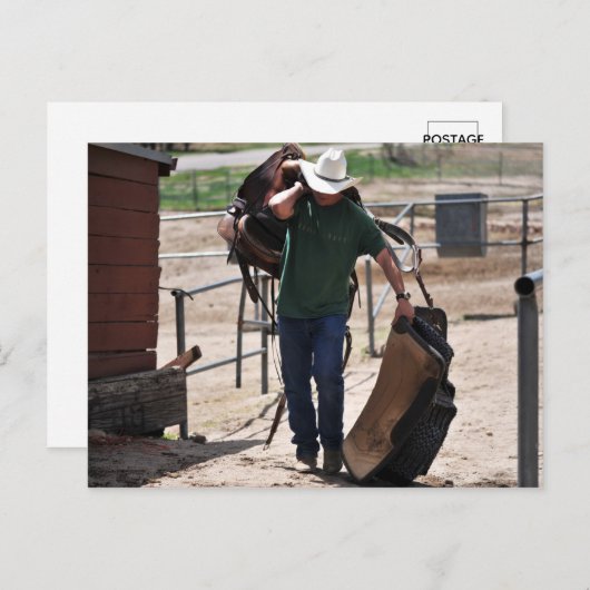 サドル付きカウボーイ牧場 ポストカード (正面/裏面)