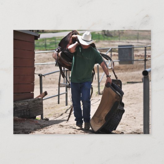 サドル付きカウボーイ牧場 ポストカード (正面)