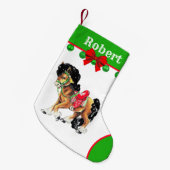 サドル付き西の小さな馬のポニー スモールクリスマスストッキング (正面 (吊り時))