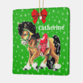 サドル付き西クリスマスの小さな馬ポニー セラミックオーナメント (左)