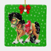 サドル付き西クリスマスの小さな馬ポニー セラミックオーナメント (裏面)