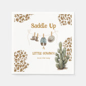 サドル小さなカウボーイが途中のベビー スタンダードカクテルナプキン (正面)
