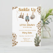 サドル小さなカウボーイが途中のベビー 招待状 (スタンド正面)