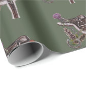 サドル松の円錐thistleとplaid ラッピングペーパー (ロールコーナー)