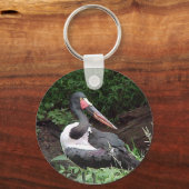 サドル柄のコウノトリ キーホルダー (正面)
