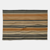 サドル茶色と黒のパタストライプのーン キッチンタオル (横)