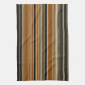 サドル茶色と黒のパタストライプのーン キッチンタオル (縦)