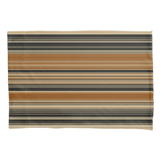 サドル茶色と黒のパタストライプのーン 枕カバー (正面)